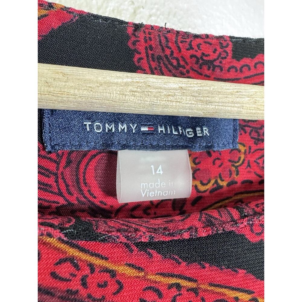 Tommy Hilfiger Womens Dress Paisley Ruffle Hem 14 Career Office Business Preppy - Picture 6 of 11